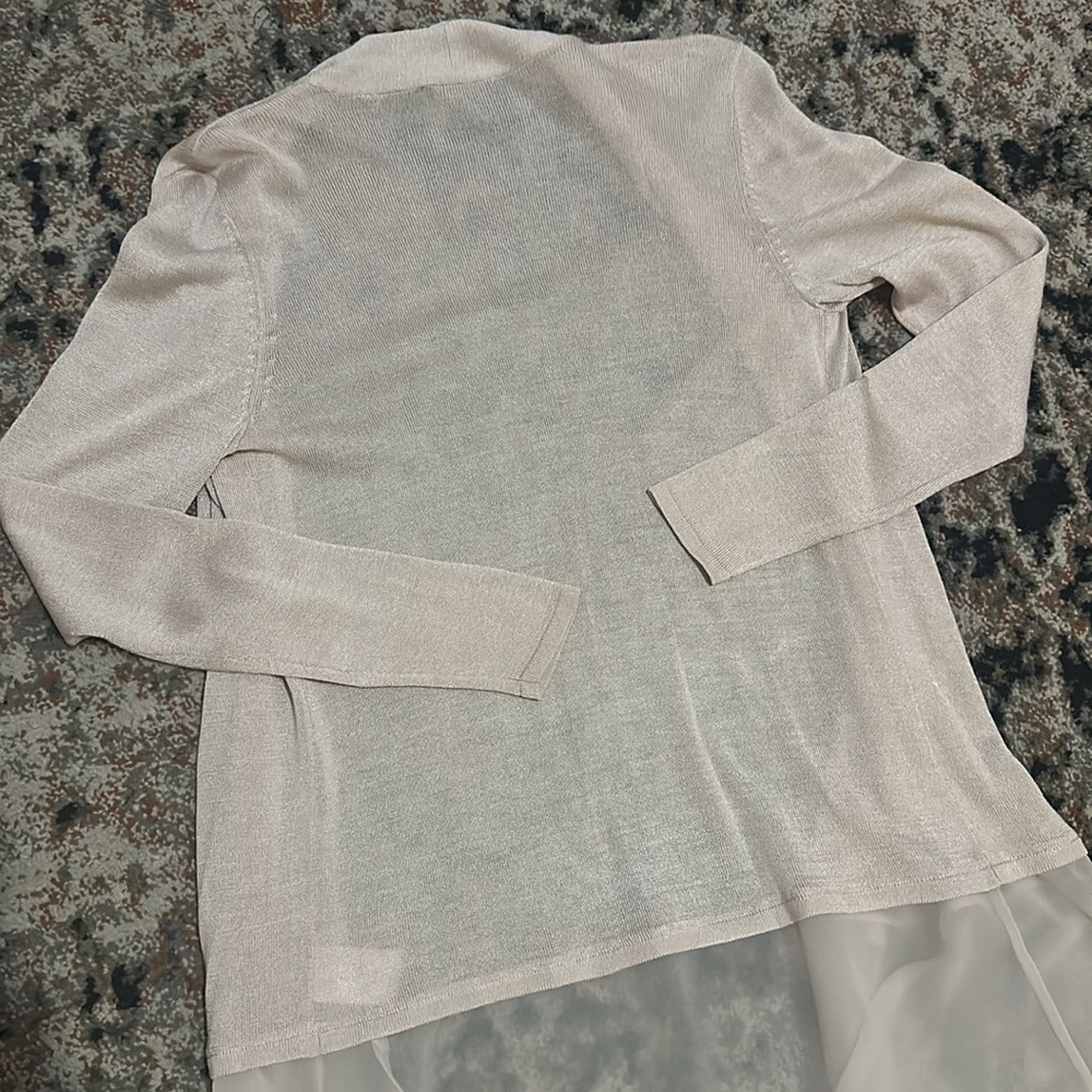 NWOT. Nic+Zoe Elegant Cream featherlight thin Sweater Cardigan. size XS. Silk. - Picture 6 of 6
